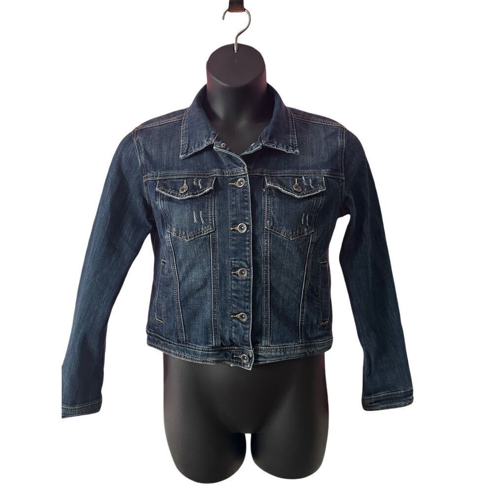 Miss bonbon Girl Dark Blue Graphic Print Denim Jacket Size XL
